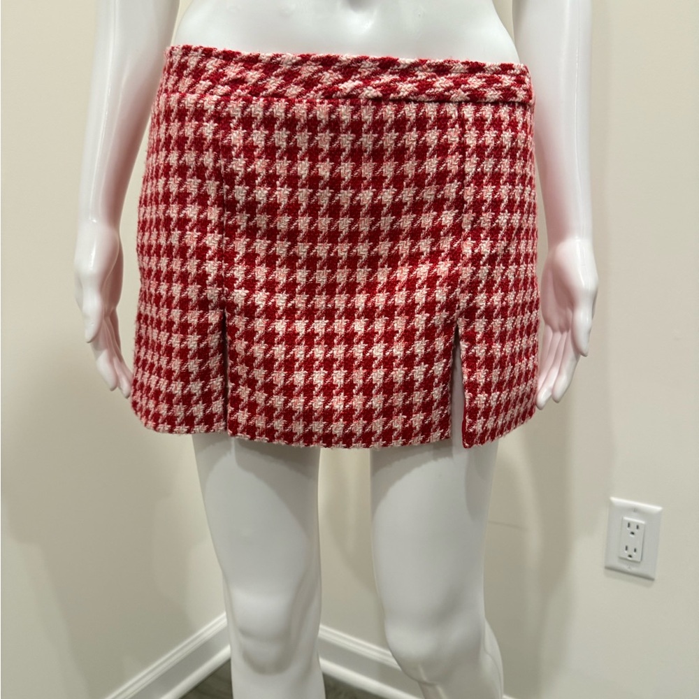 Red & White Plaid Mini Skirt